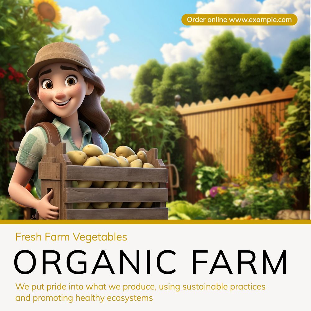 Organic farm Instagram post template, editable text