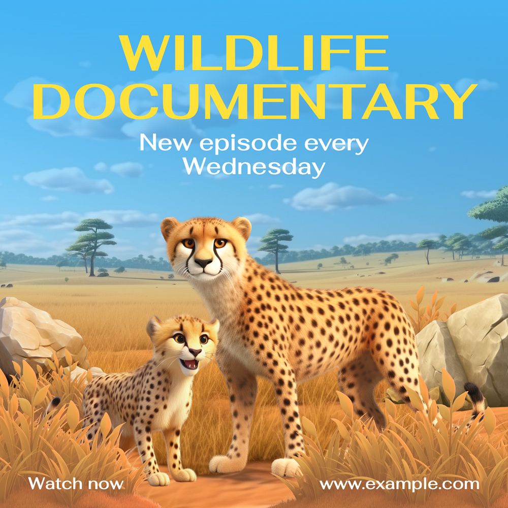 Wildlife documentary Instagram post template, editable text