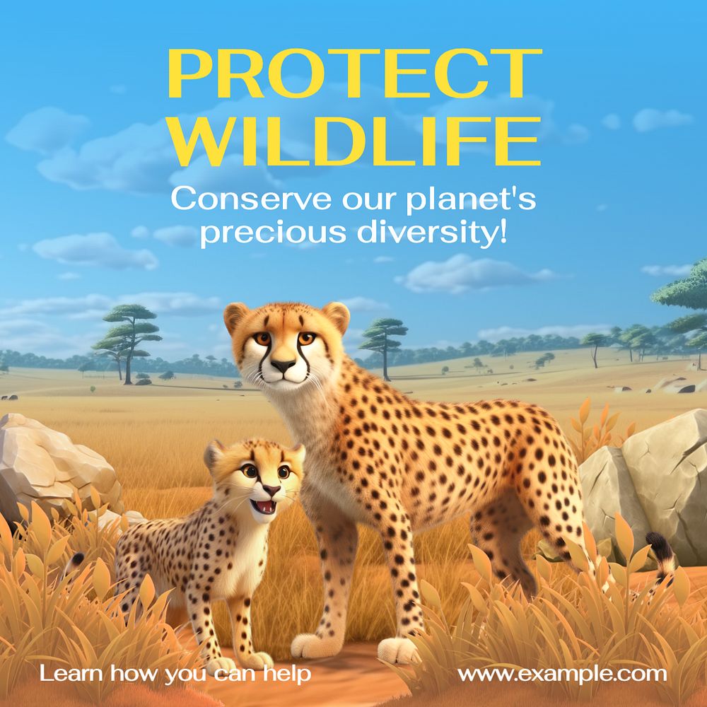 Protect wildlife Instagram post template, editable text