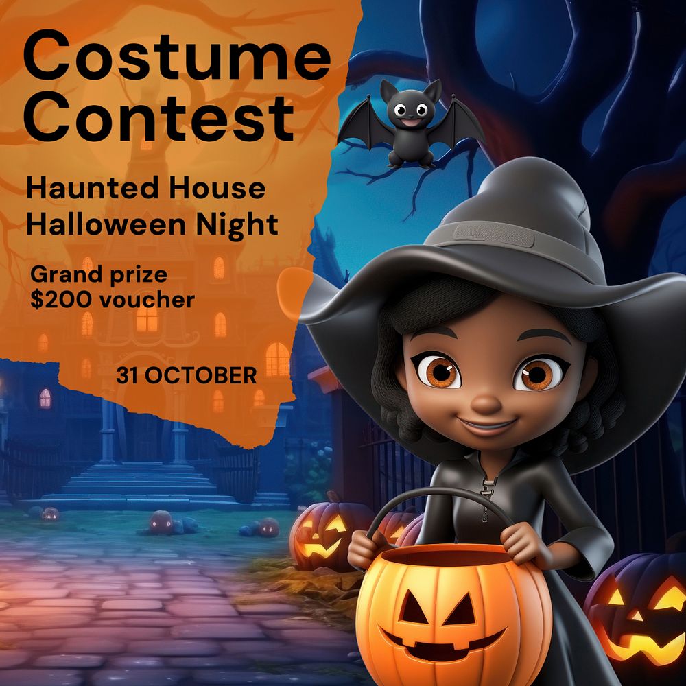 Costume contest Instagram post template, editable text