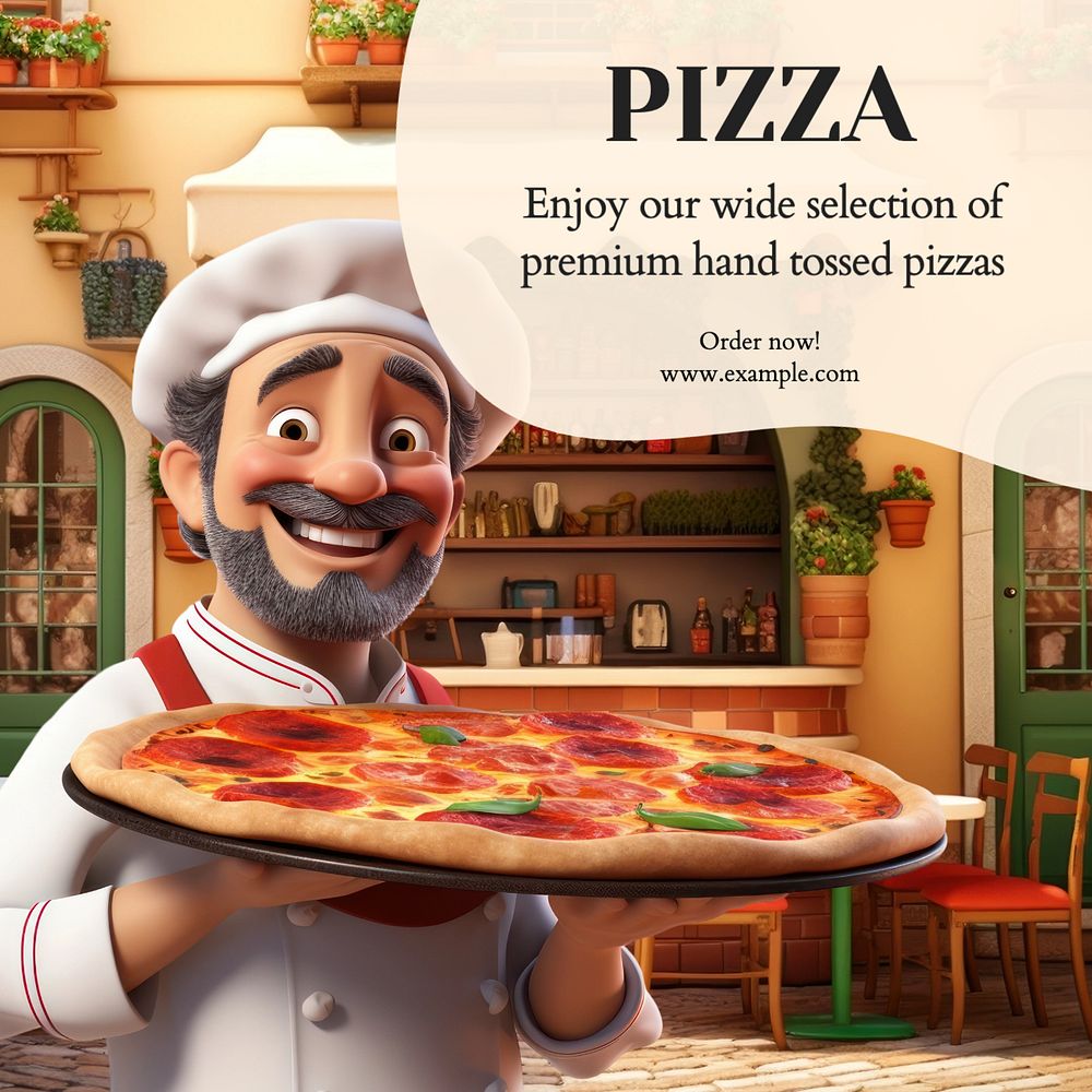 Pizza restaurant Instagram post template, editable text