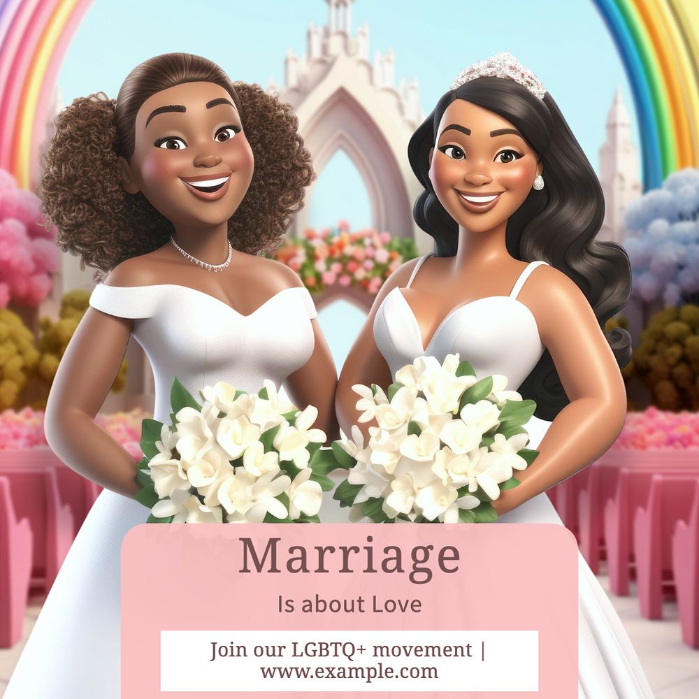 Gay marriage Instagram post template, editable text