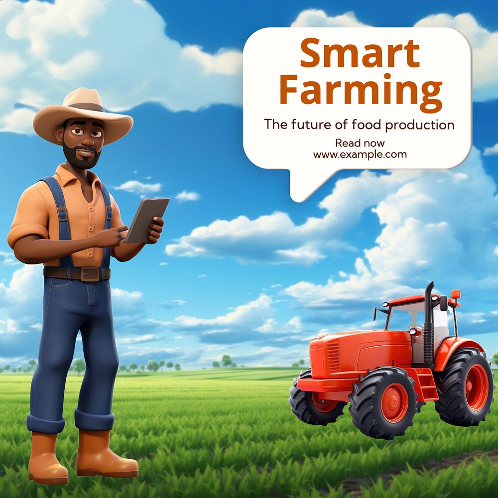 Smart farming Instagram post template, editable text