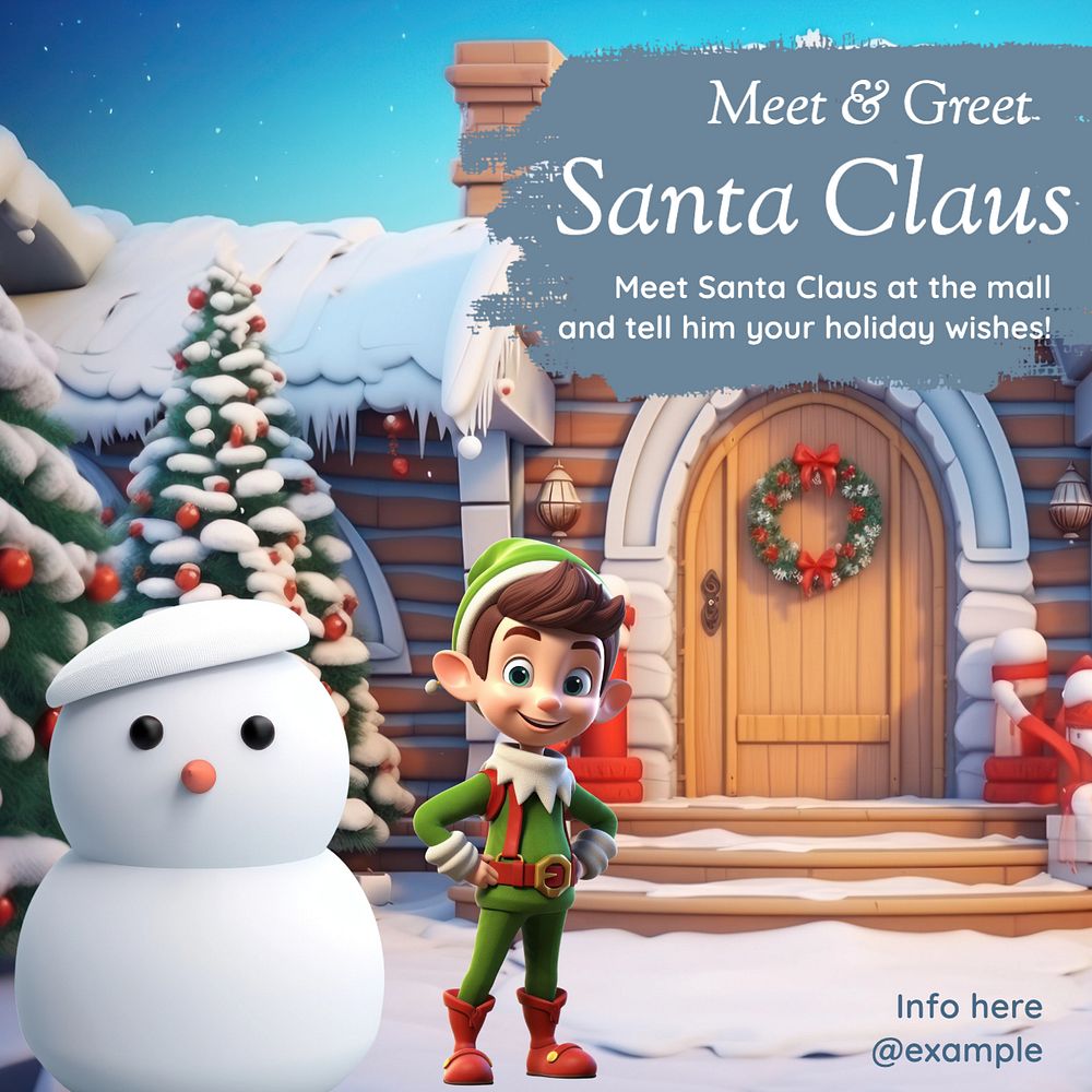 Greet Santa Instagram post template, editable text