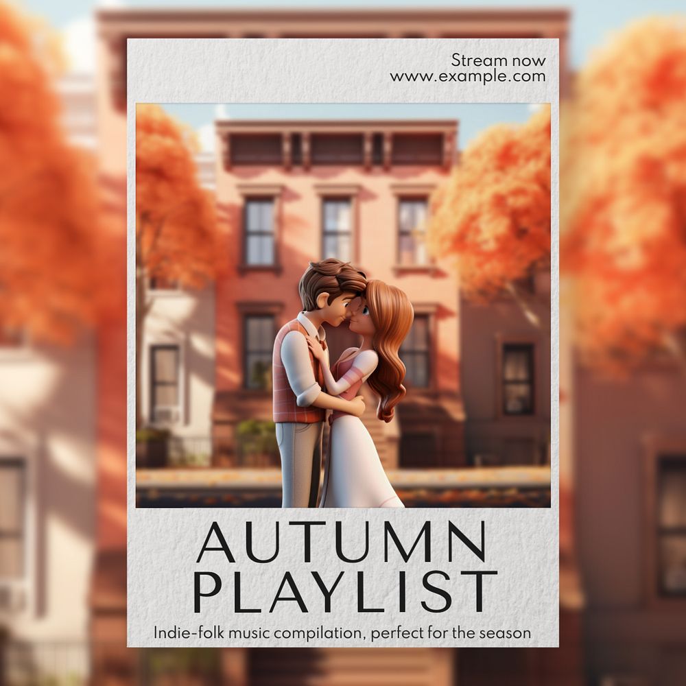 Autumn playlist Instagram post template, editable text