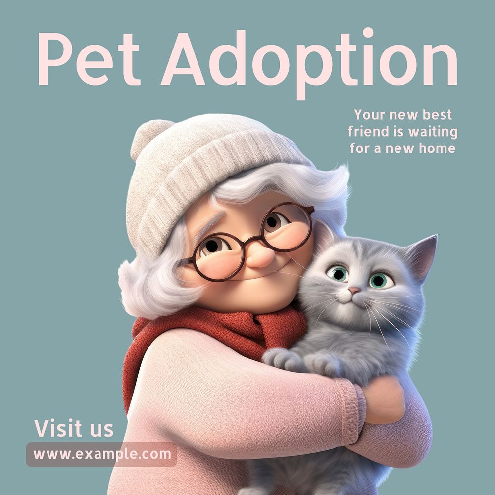 Pet adoption Instagram post template, editable text