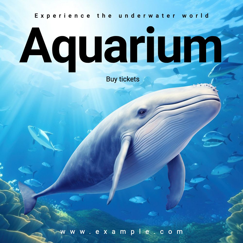 Aquarium Instagram post template, editable text