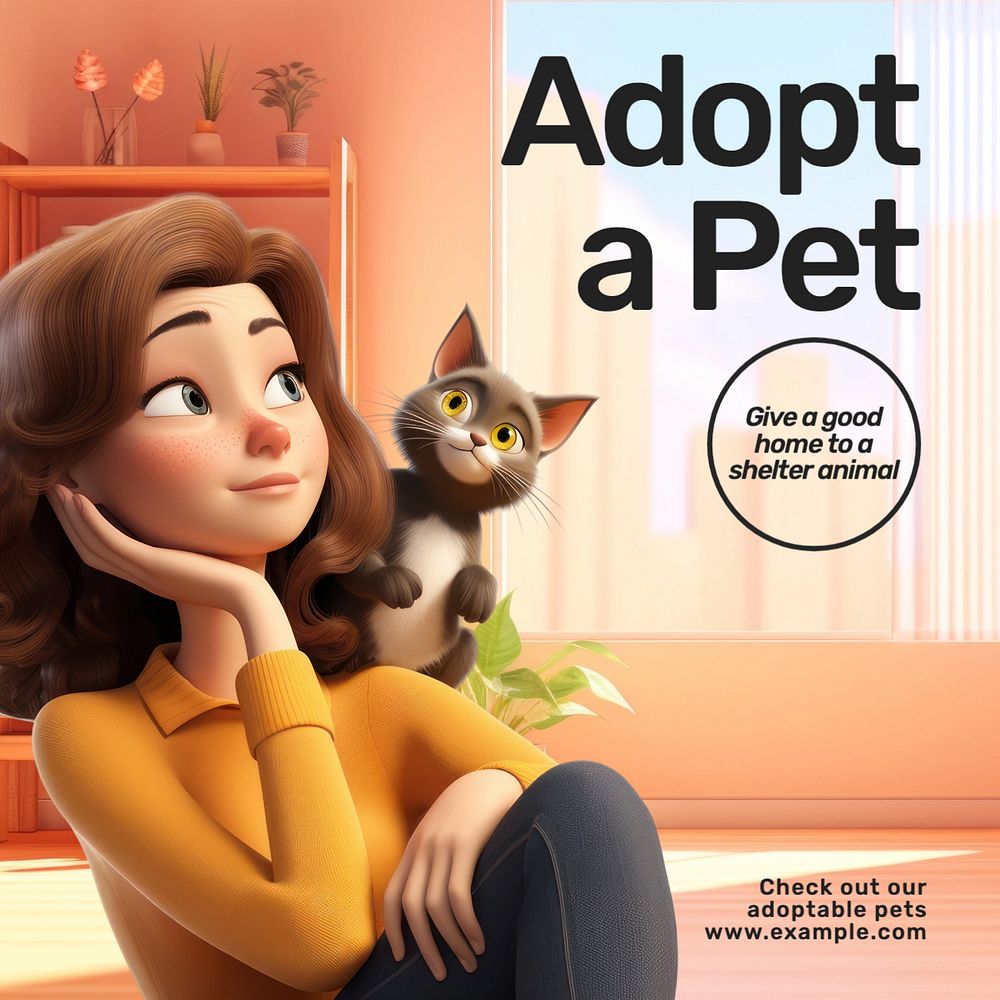 Adopt a pet Instagram post template, editable text