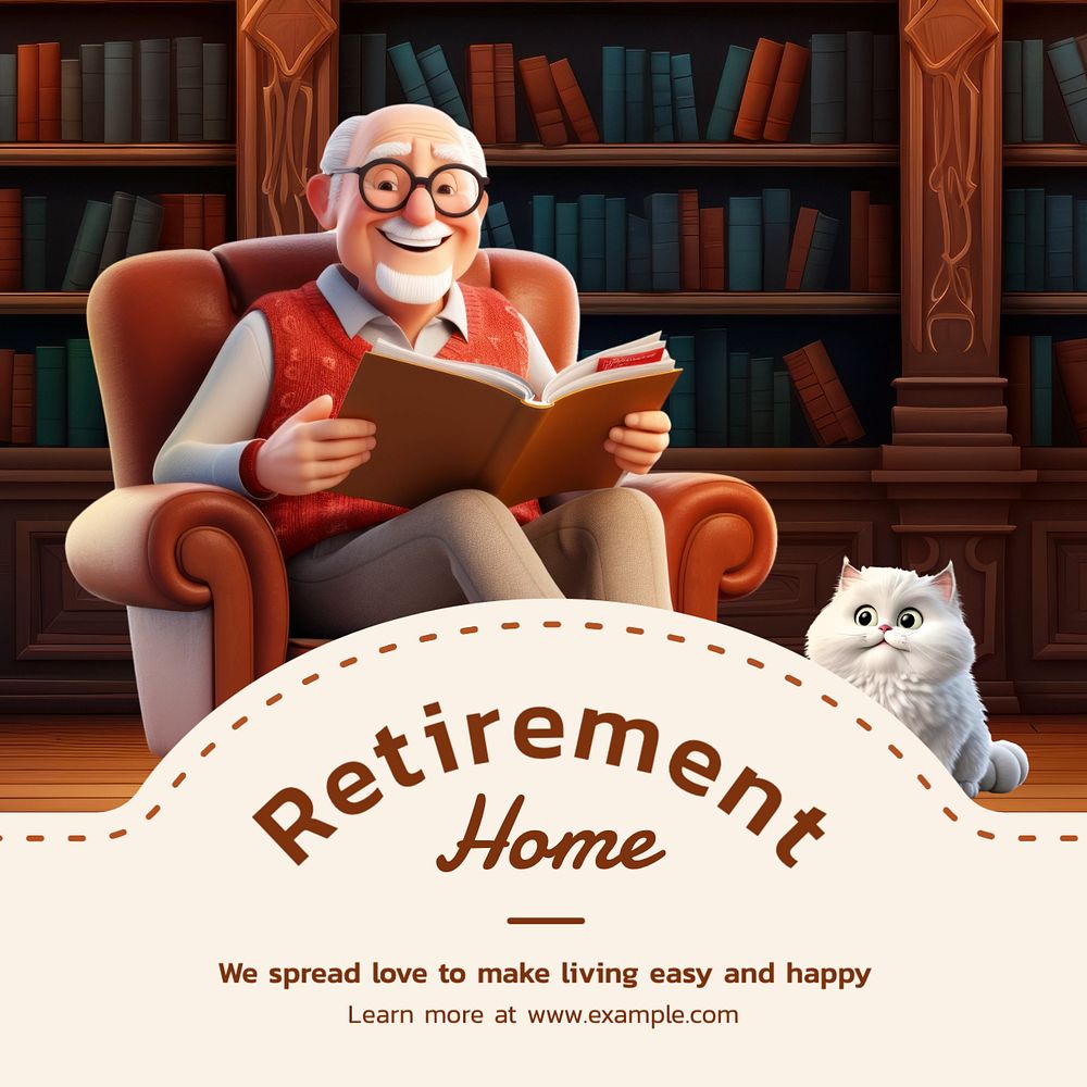 Retirement home Instagram post template, editable text