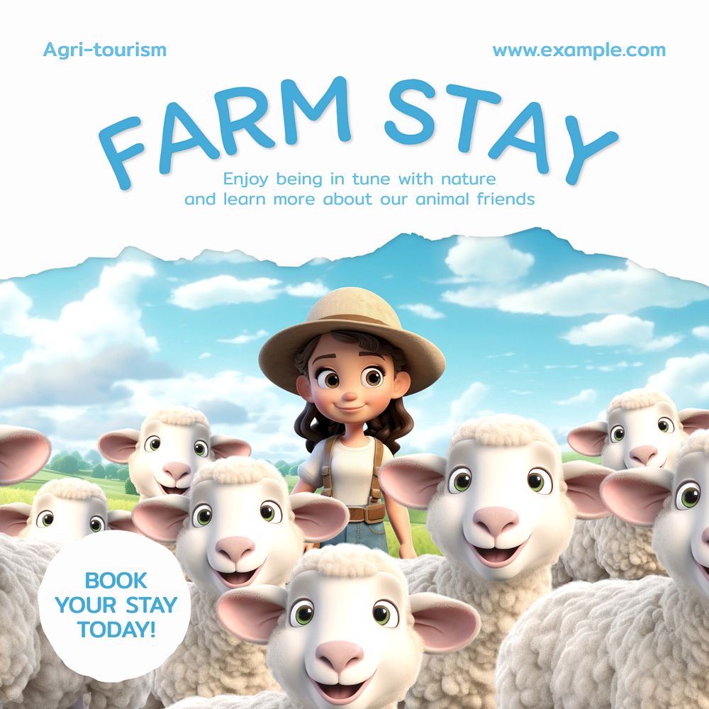 Farm stay Instagram post template, editable text