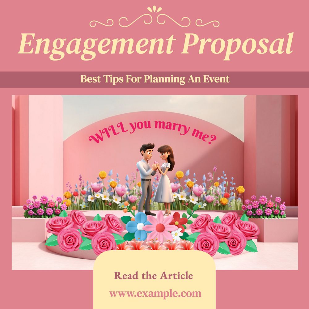 Engagement proposal Instagram post template, editable text