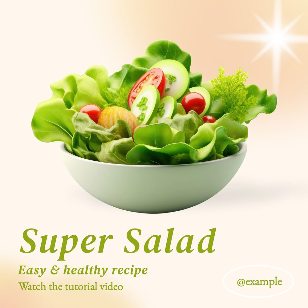 Salad recipe Instagram post template, editable text