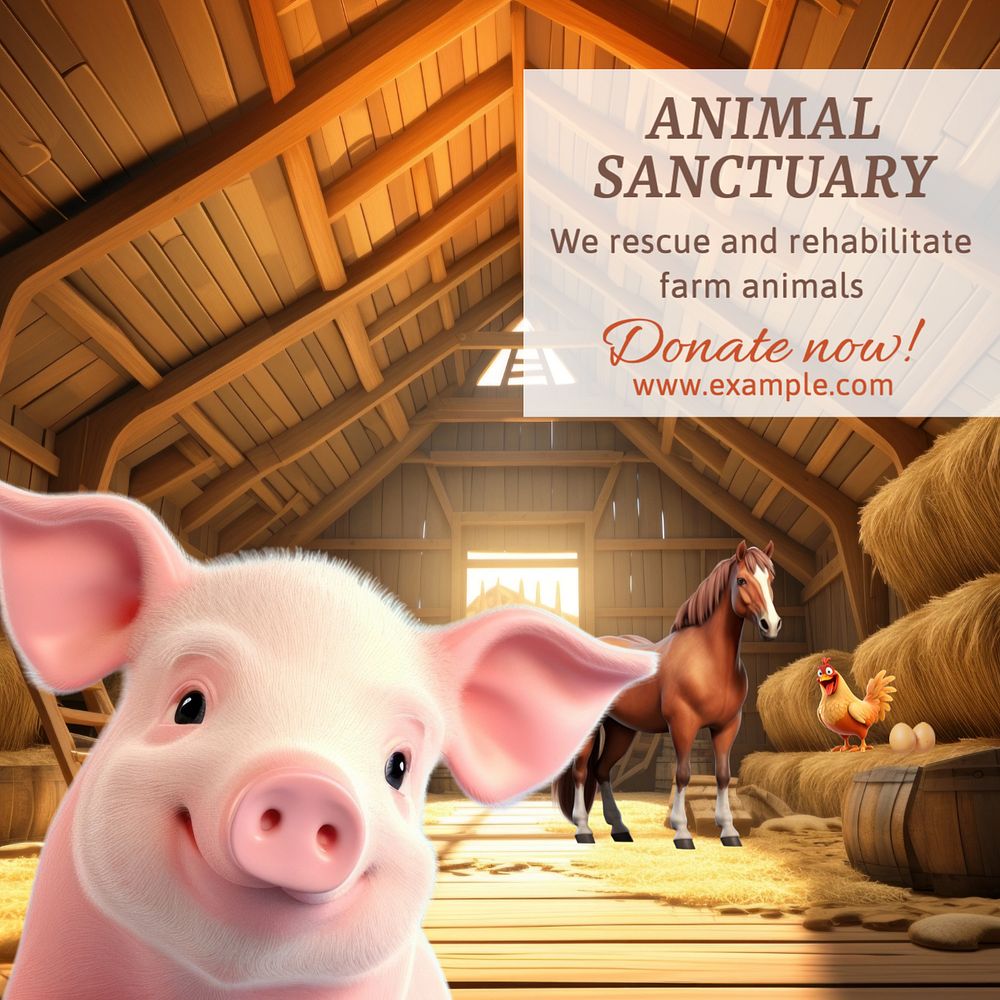 Animal sanctuary Instagram post template, editable text