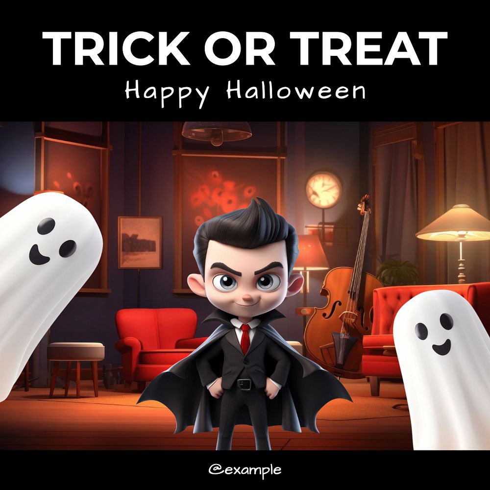 Trick or treat Instagram post template, editable text