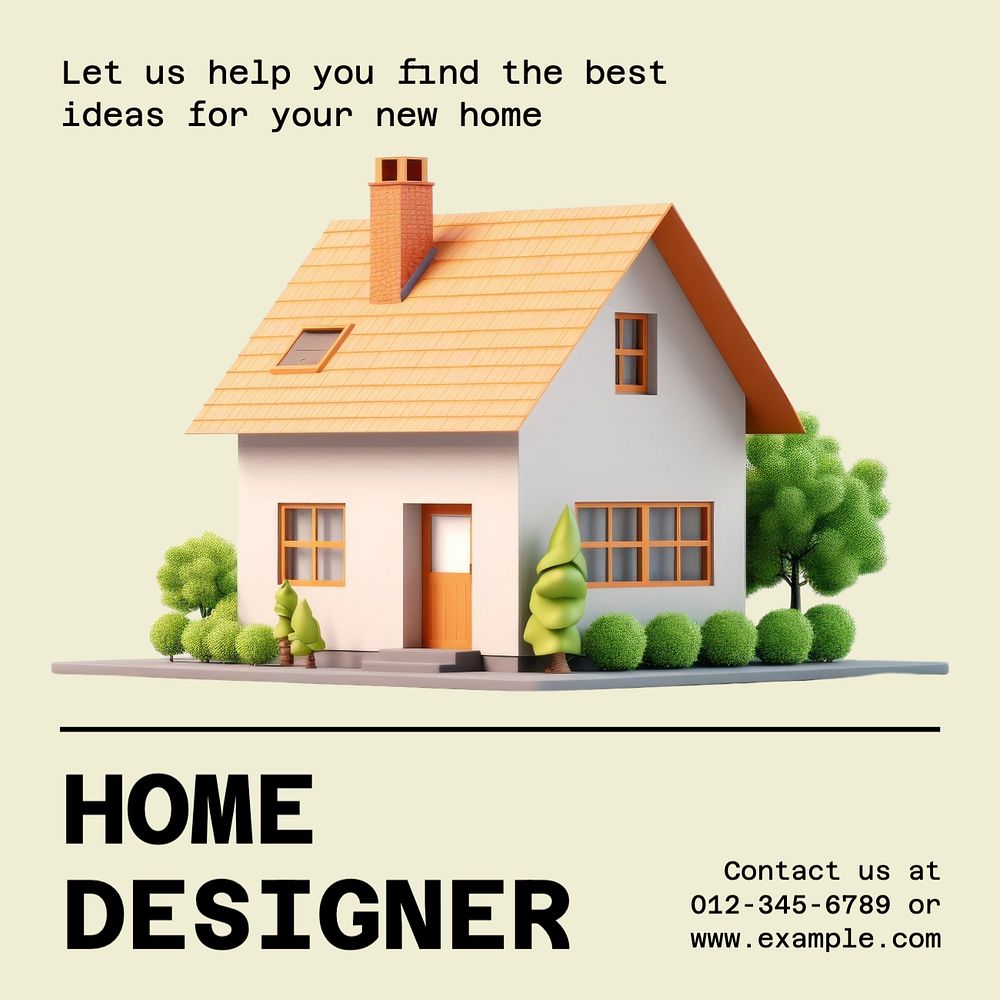 Home designer Instagram post template, editable text