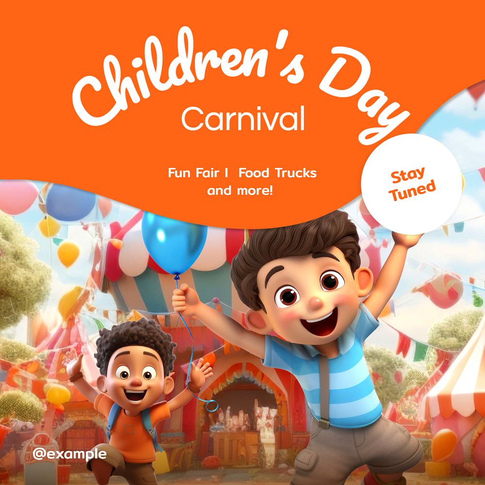 Children's day carnival Instagram post template, editable text