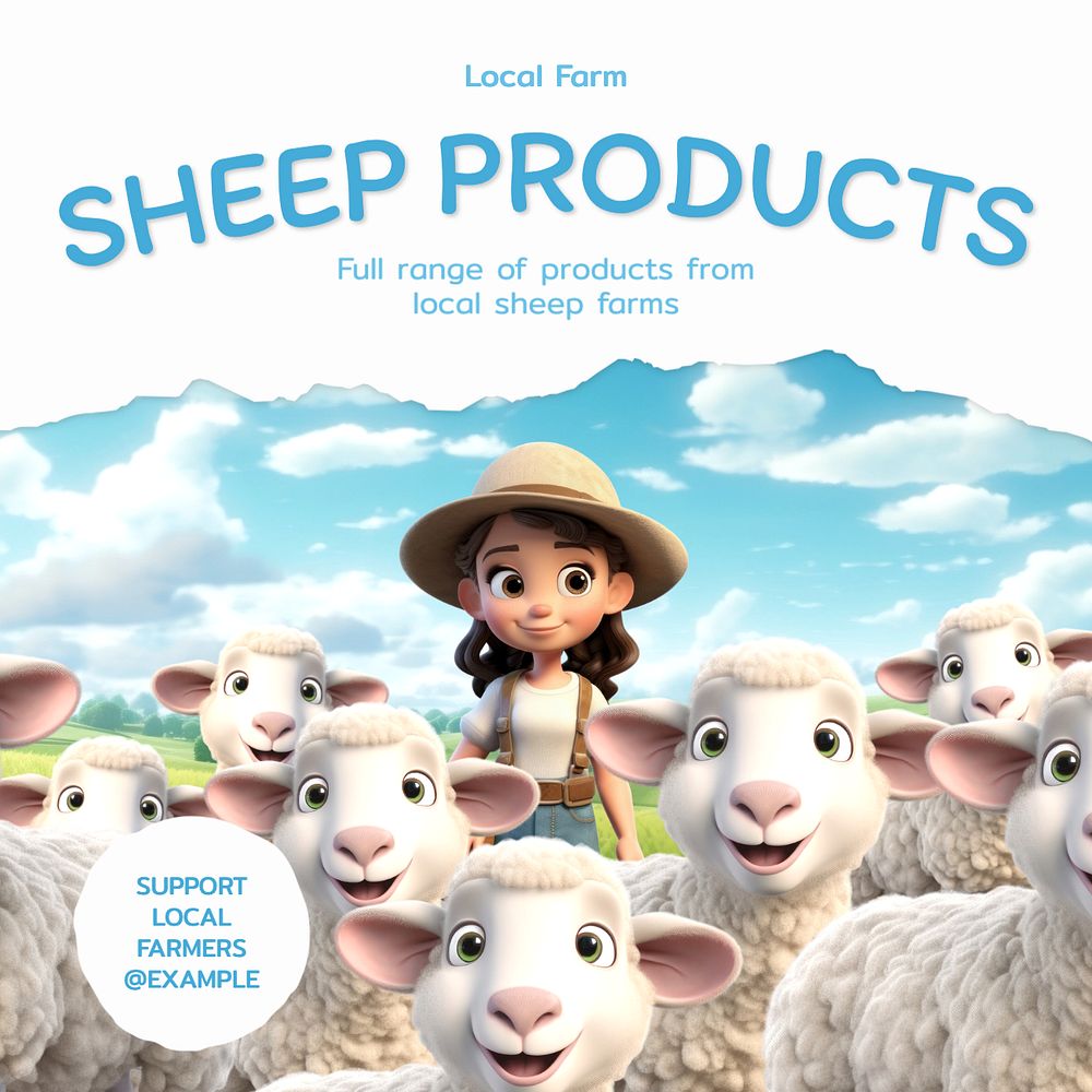 Sheep products Instagram post template, editable text