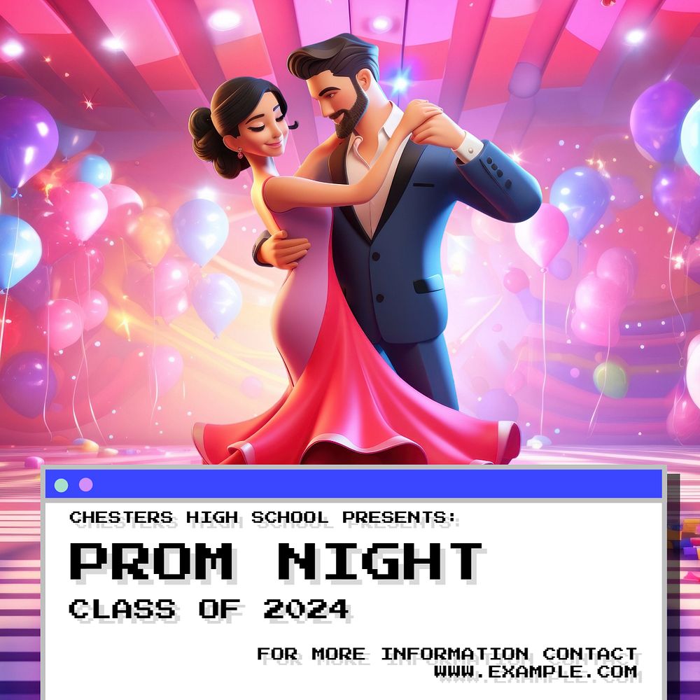 Prom night Instagram post template, editable text