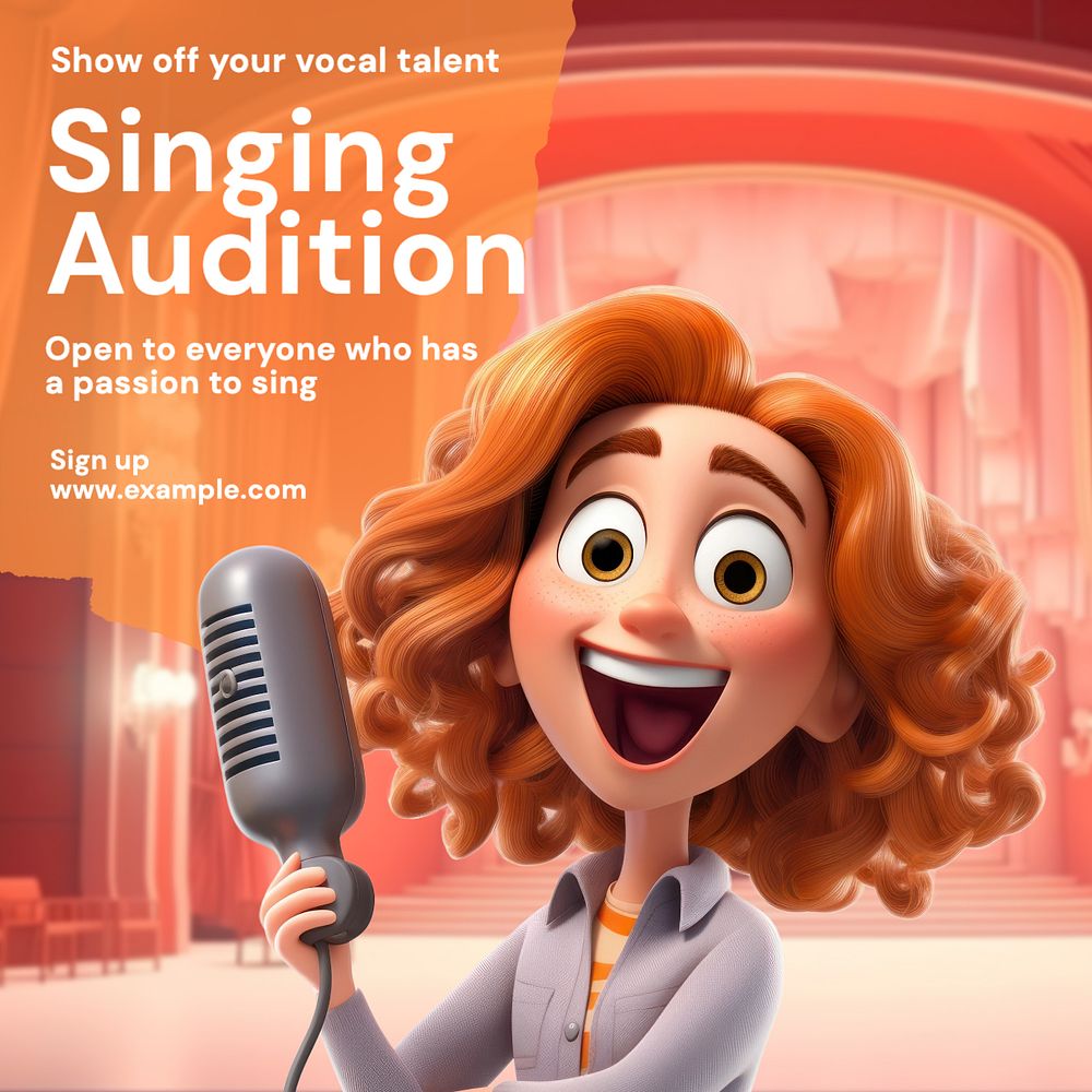 Singing audition Instagram post template, editable text