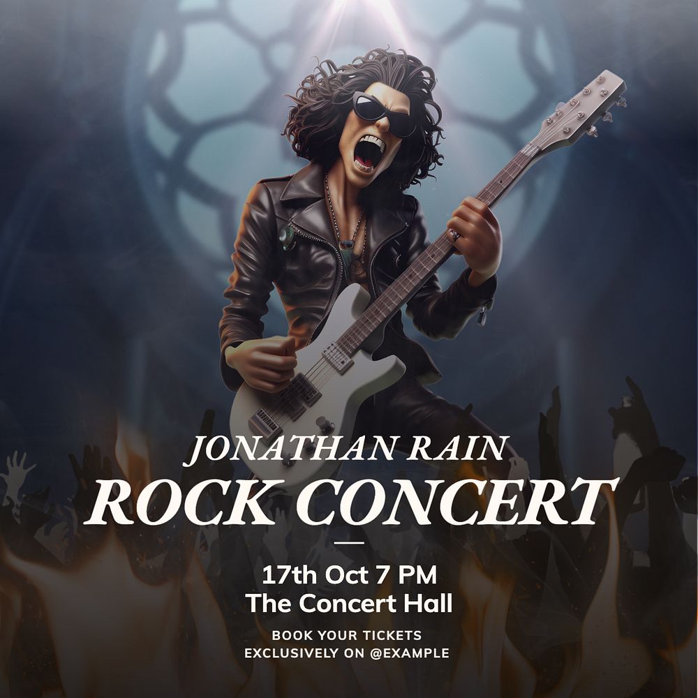 Rock concert Instagram post template, editable text