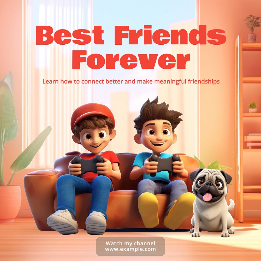 Best friends forever Instagram post template, editable text