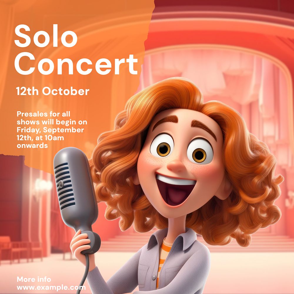 Solo concert Instagram post template, editable text