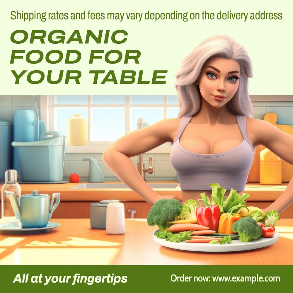 Organic food Instagram post template, editable text