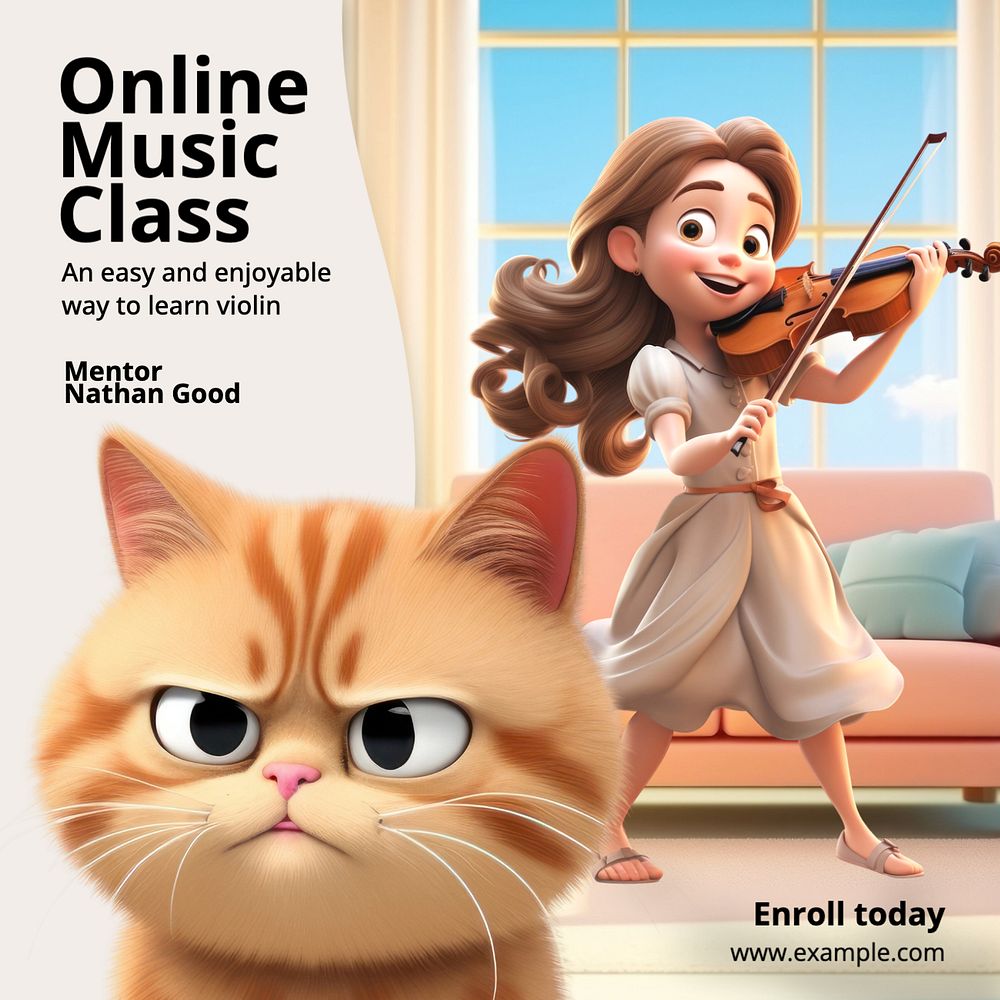 Online music class Instagram post template, editable text