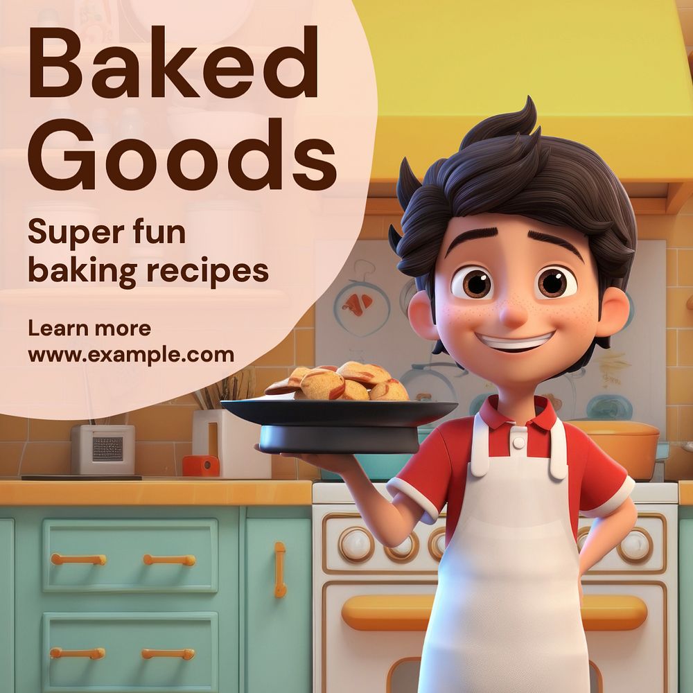 Bakery Instagram post template, editable text