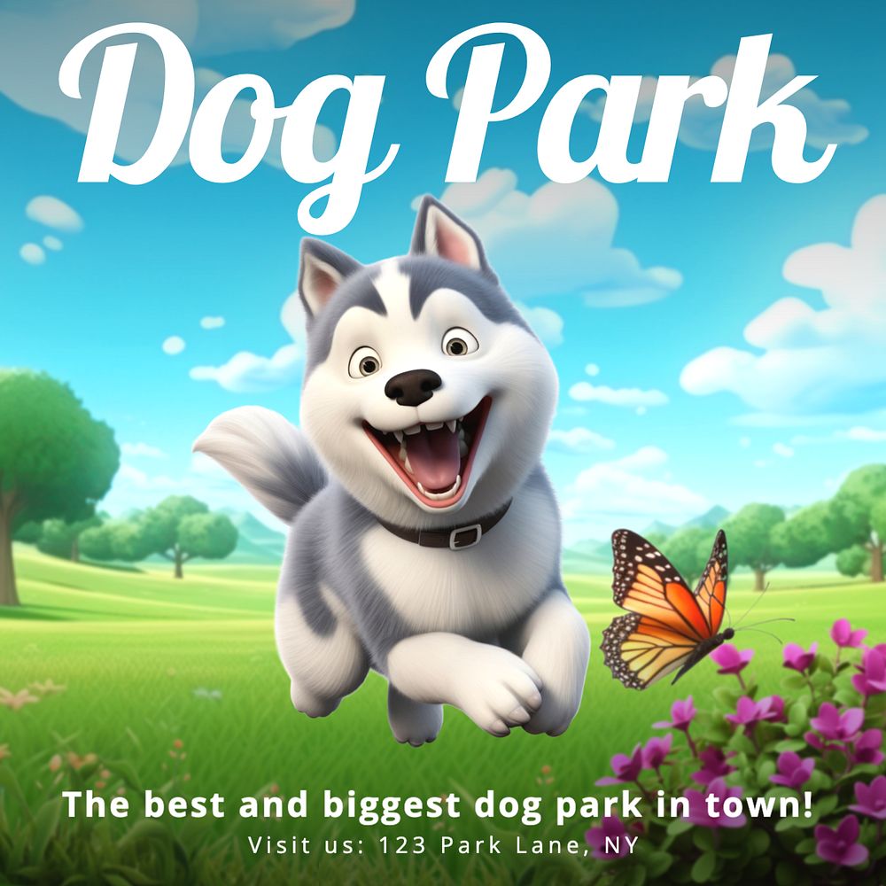 Dog park Instagram post template, editable text