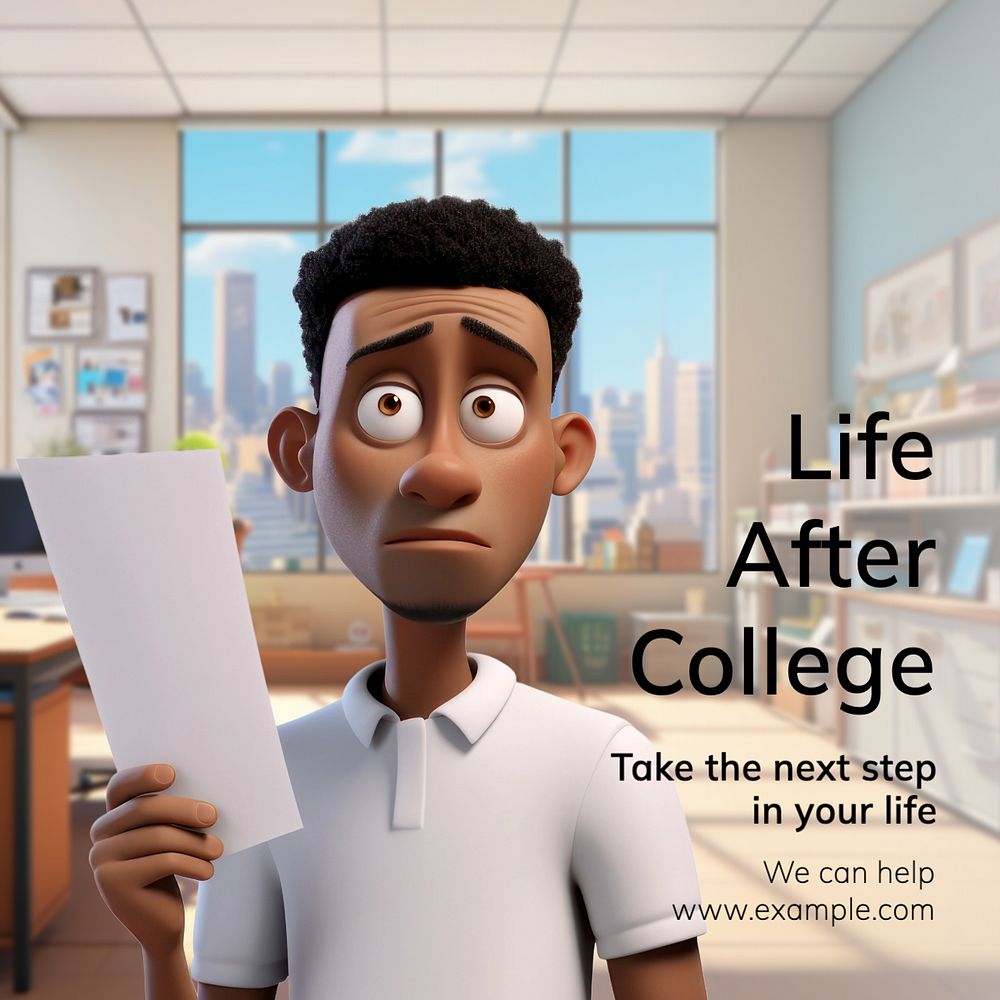 Life after college Instagram post template, editable text