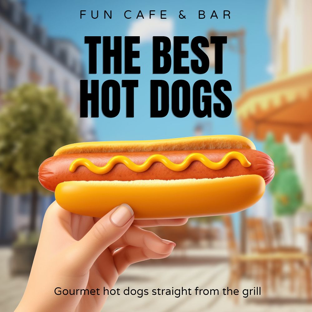 Hot dogs Instagram post template, editable text