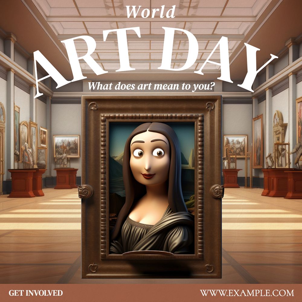 World art day Instagram post template, editable text