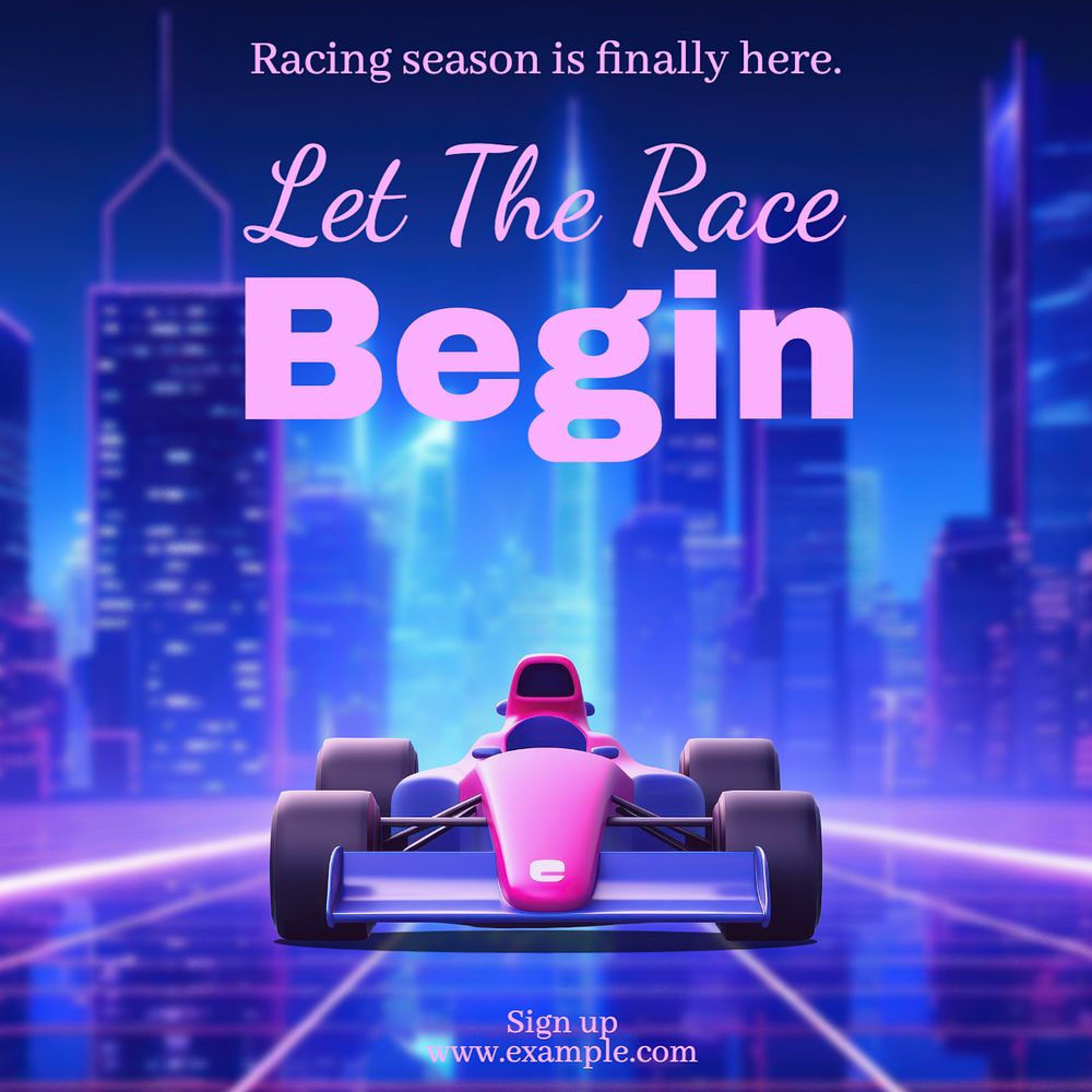 Racing Instagram post template, editable text