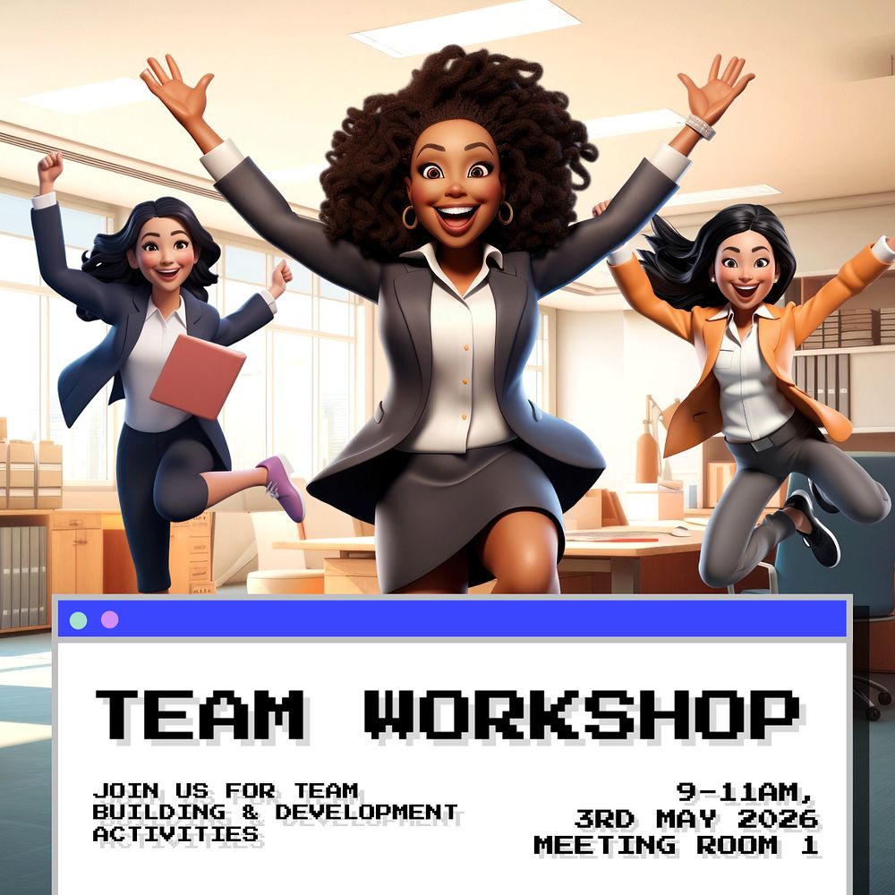 Team workshop Instagram post template, editable text