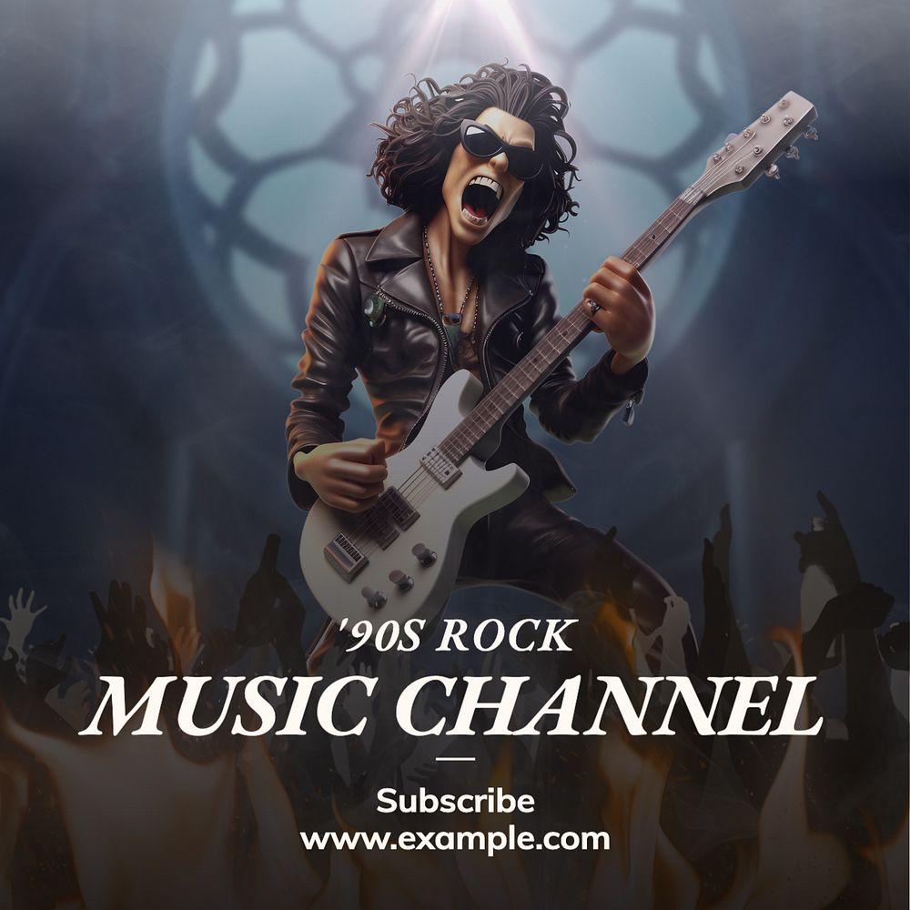 Music channel Instagram post template, editable text