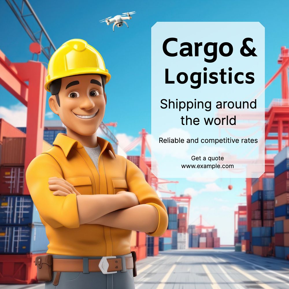 Cargo & logistics Instagram post template, editable text