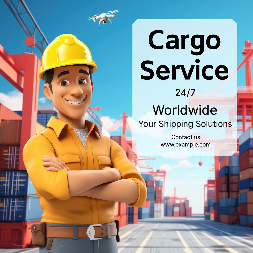 Cargo service Instagram post template, editable text