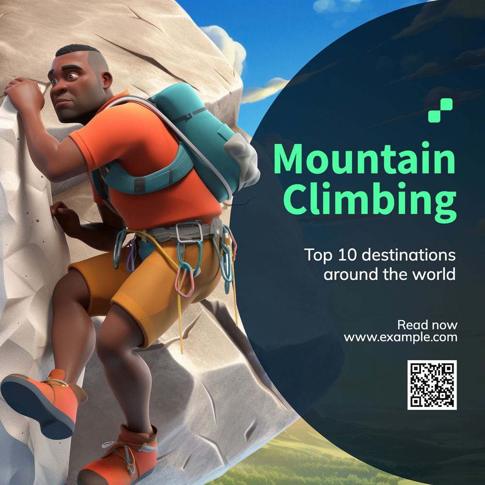 Mountain climbing Instagram post template, editable text