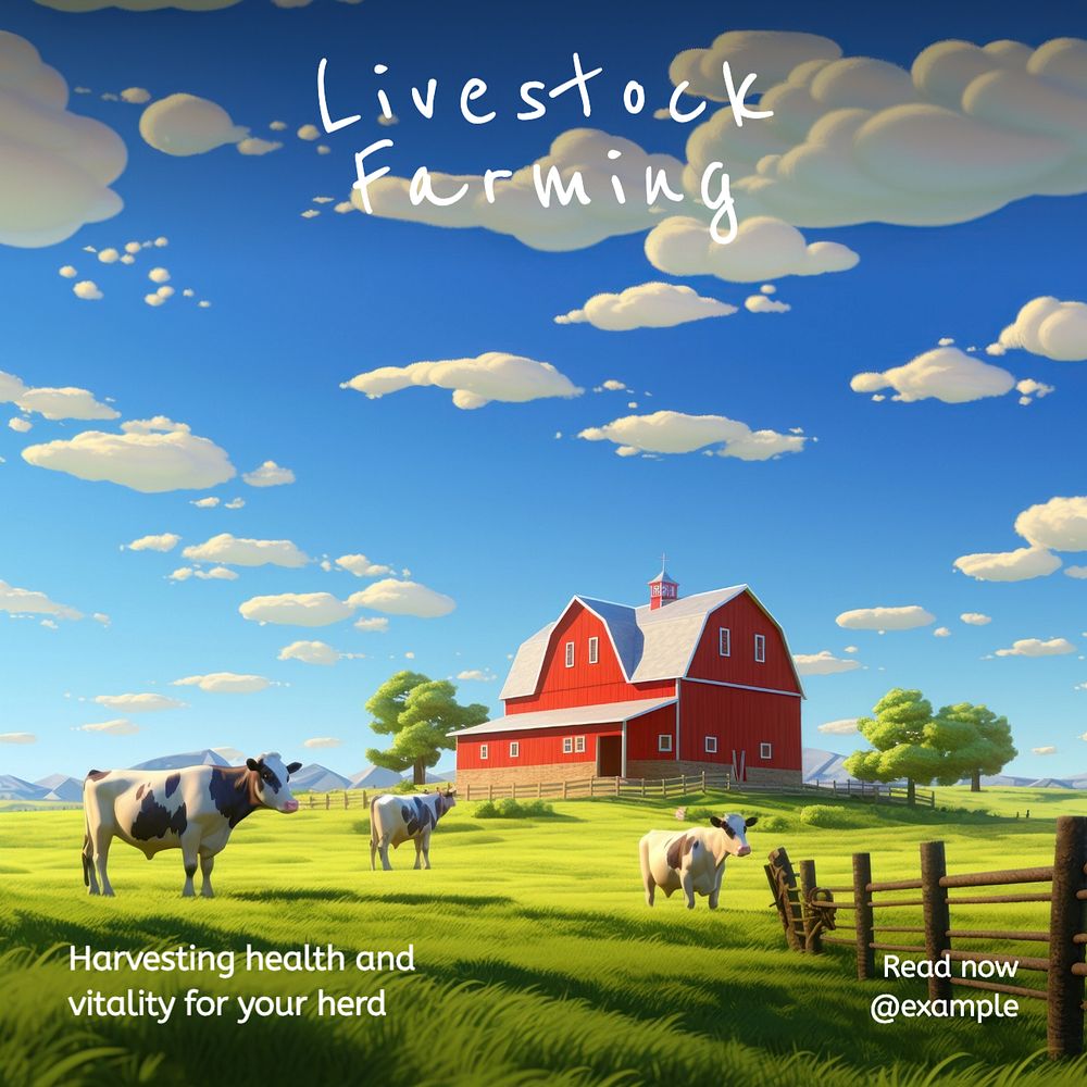 Livestock farming Instagram post template, editable text