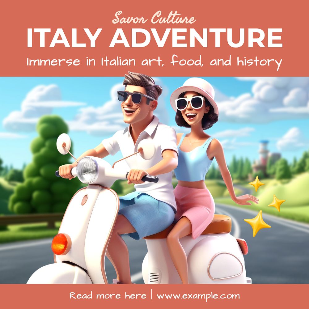 Italy adventure Instagram post template, editable text