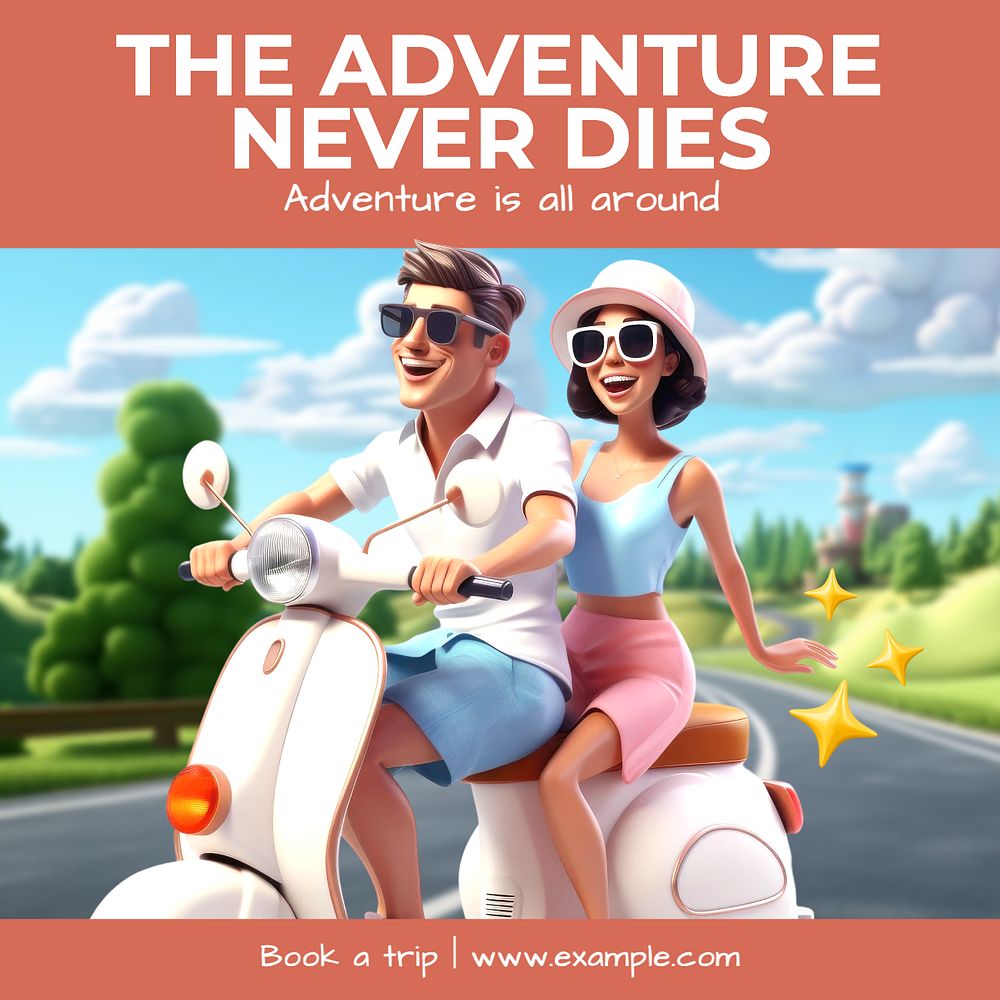 Adventure for seniors Instagram post template, editable text