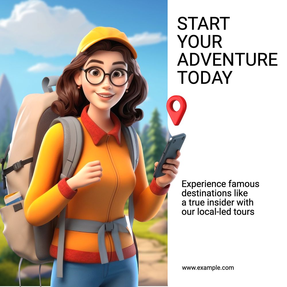 Adventure Instagram post template, editable text