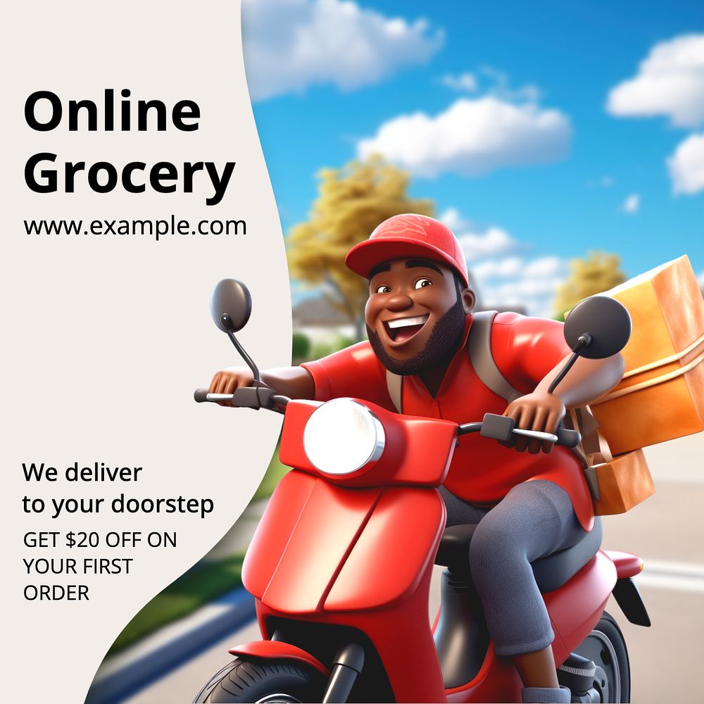 Online grocery Instagram post template, editable text