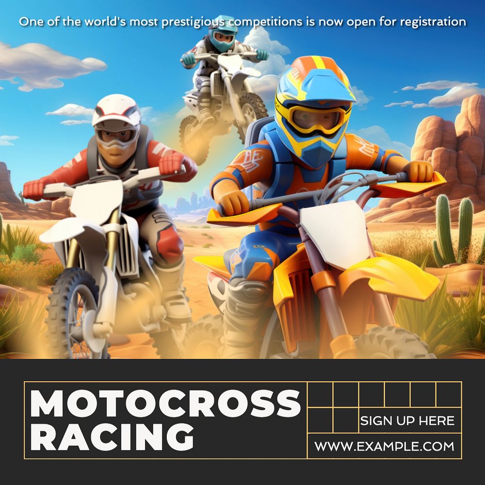 Motocross racing Instagram post template, editable text