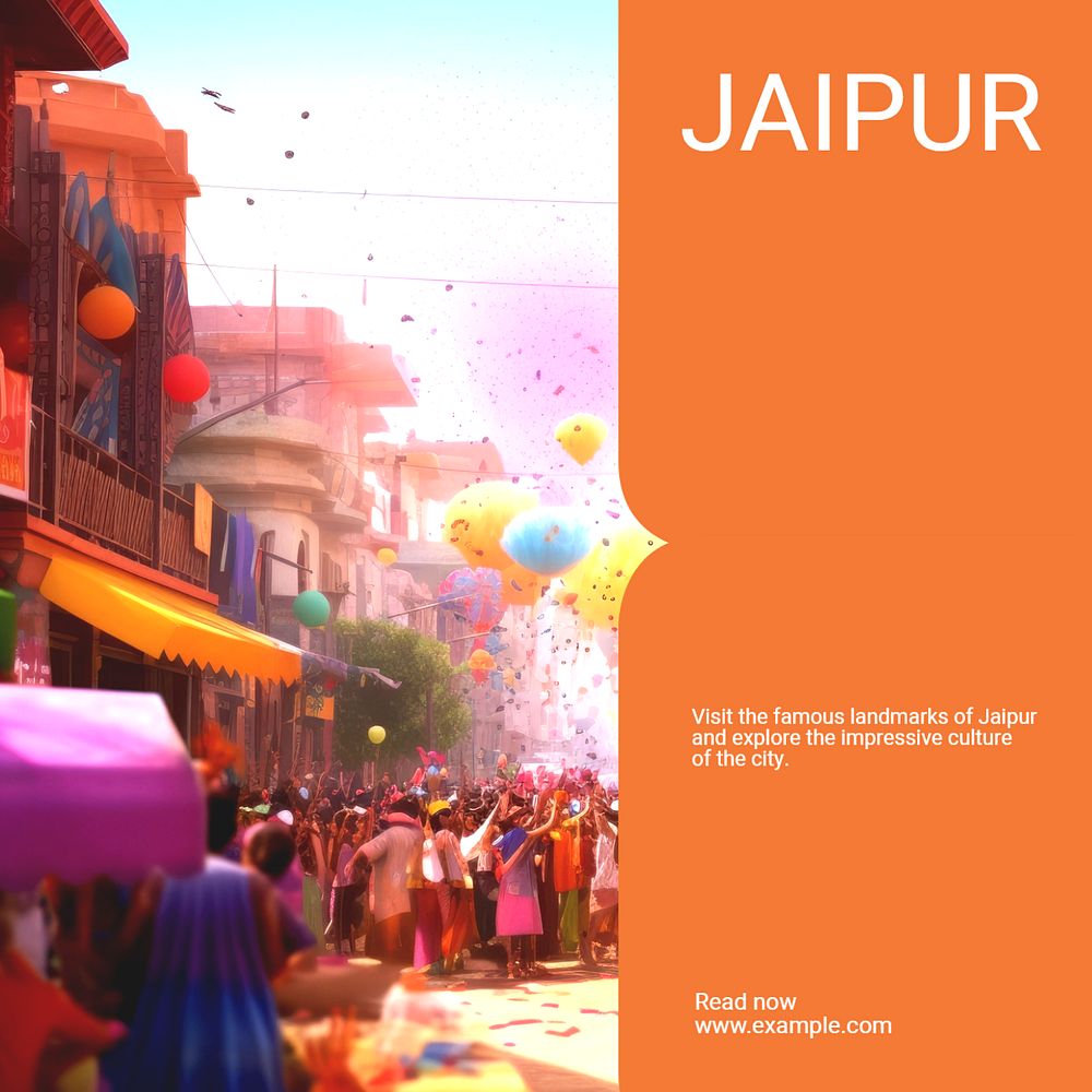 Jaipur travel Instagram post template, editable text