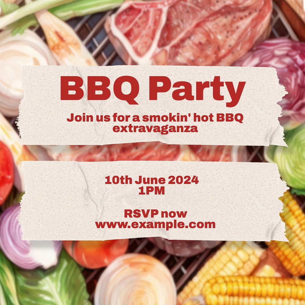 BBQ party Facebook post template, editable design