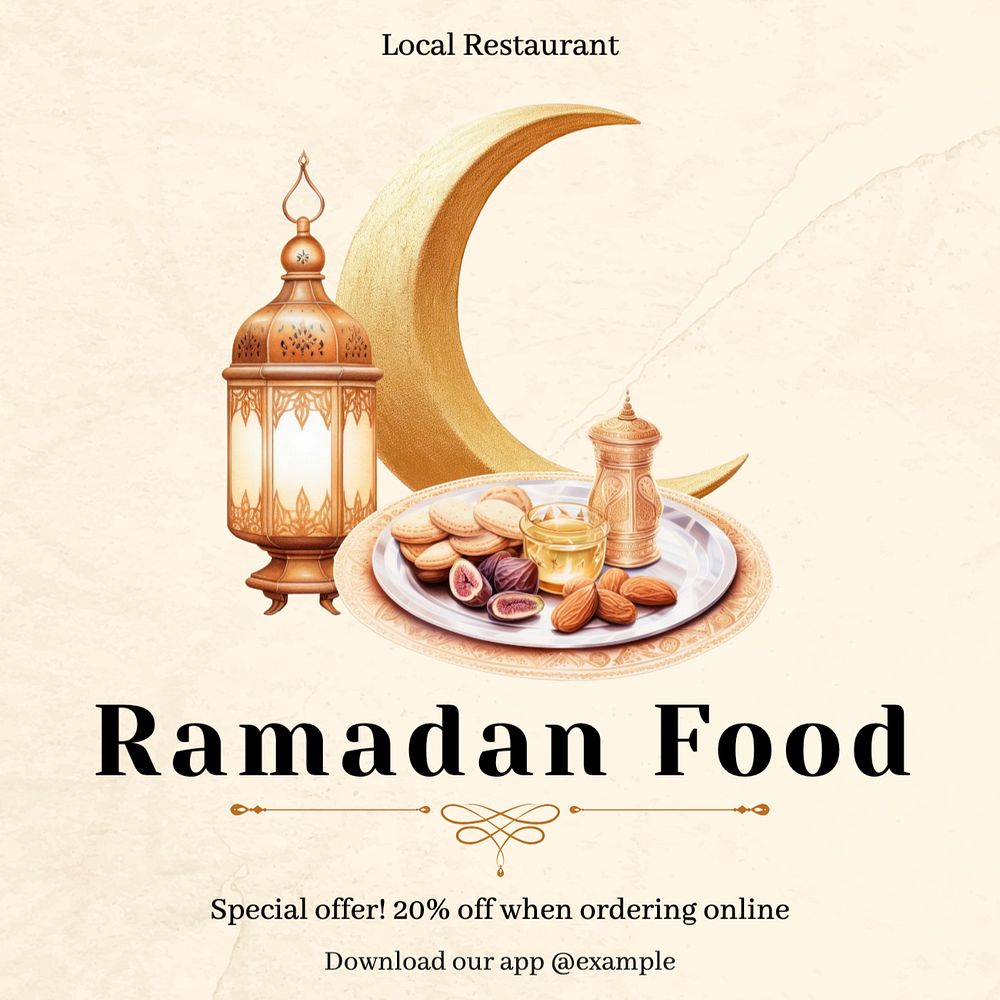 Ramadan food Facebook post template, editable design