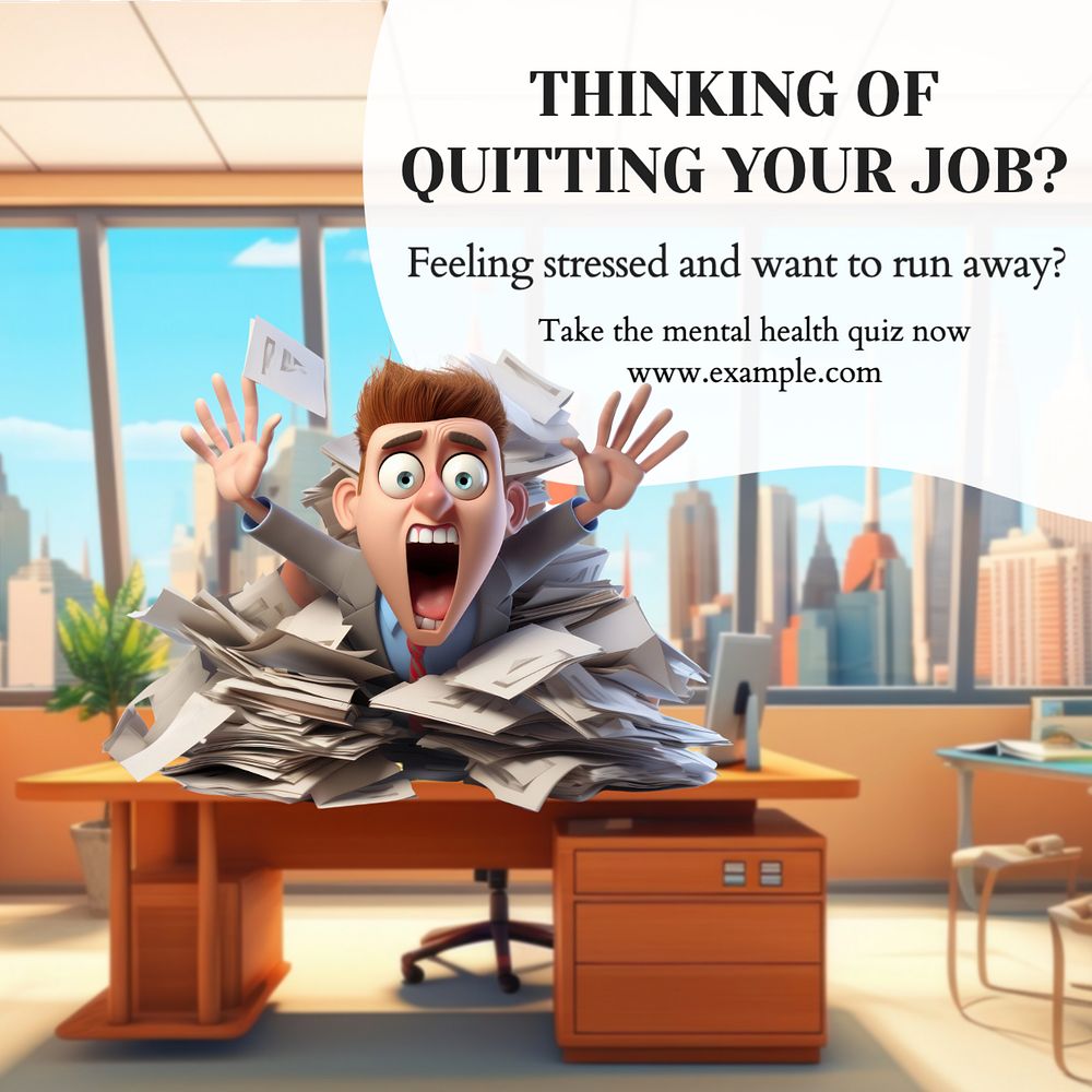 Stressful job Instagram post template, editable text