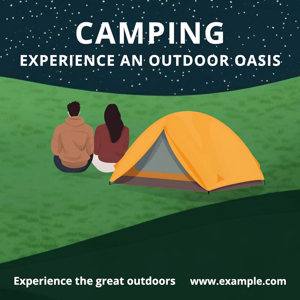 Camping Instagram post template, editable text